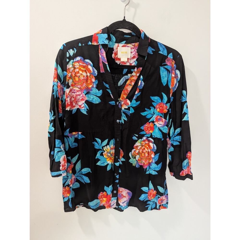Maeve Anthropologie Floral Button Front Blouse